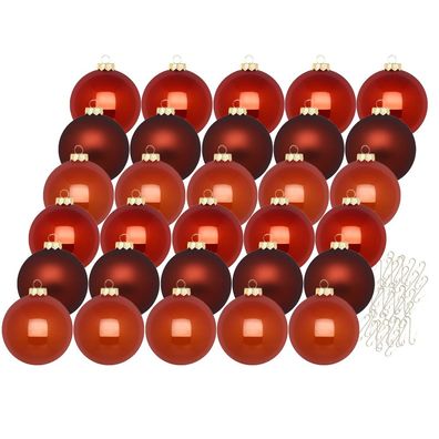 Weihnachtskugeln Warm Terracotta 30 Stk 6cm + Haken