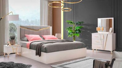 Schlafzimmer Komplett Set Bett Nachttische Schminktisch Mit Spiegel 4Tlg Modern