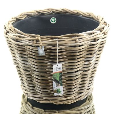 VAN DER LEEDEN DRYPOT® Rattan Pflanzkübel Grau Ø 43 cm - Sylter Körbe