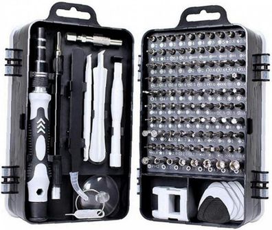 115-in-1-Schraubendreher-Set, Drehmaschine, Bohrer, Reparaturwerkzeug-Set, grau, schw