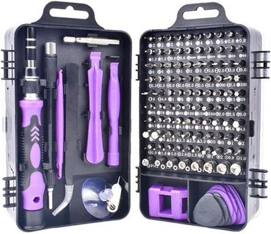 115-in-1-Schraubendreher-Set, Drehmaschinen-Bohrer-Reparatur-Werkzeug-Set, violett