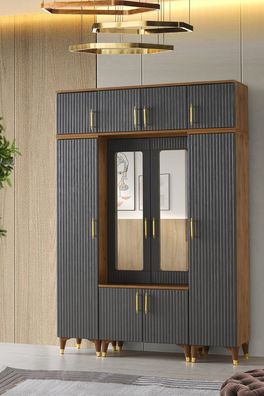 Kleiderschrank Grau Braun Zweifarbig Rechteckig Modern Design Stil Schlafzimmer