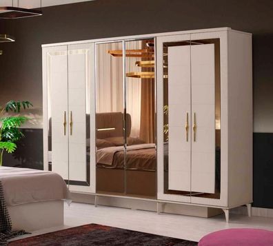 Kleiderschrank Rechteckig Modern Design Beige Gold Zweifarbig Schlafzimmer