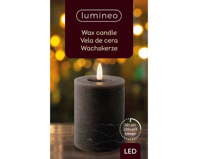 LED Kerze d7h11.2 cm grau/warmweiss Weihnachten Lumineo