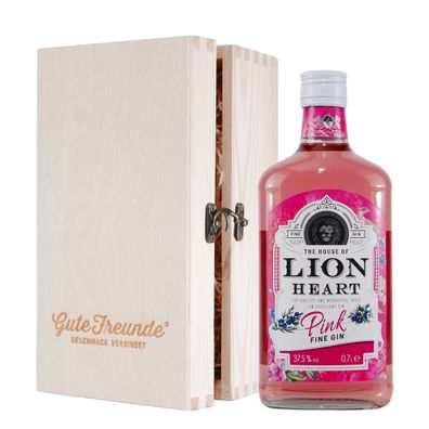 Lion Heart Pink Gin mit Geschenk-Holzkiste