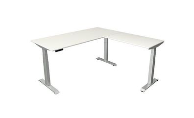 Kerkmann Schreibtisch Sitz-Stehtisch Move 4 silber 180x80x64-129cm mit Anbau elekt