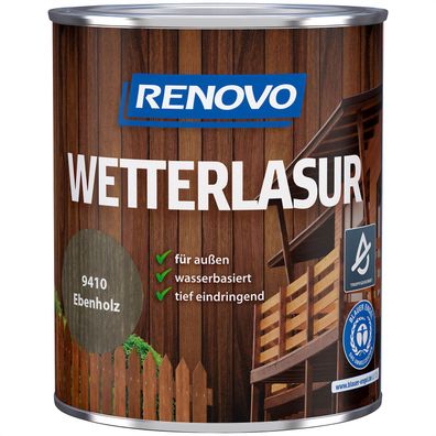 750ml Renovo Wetterlasur/Aussenlasur wb Nr.9410 Ebenholz