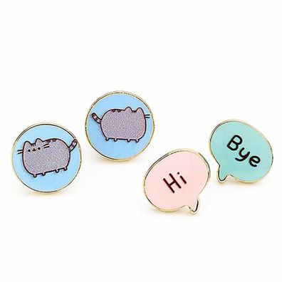 Vergoldete Hi , Bye und Pusheen Ohrringe Set