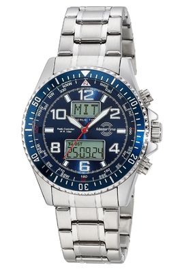 Master Time Herrenuhr Funk Super Power Stahl/Blau mit 2 Bändern MTGA-10922-32M