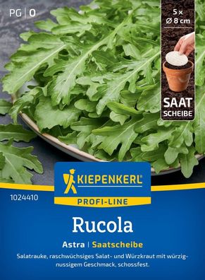 Rucola Astra, Saatscheibe, Salatrauke - raschwüchsiges Salat- u. Würzkraut,