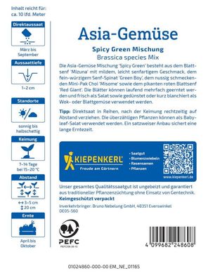 Asia-Gemüse Spicy Green, Asia-Mischung für mehrfache Ernte - Verwendung als