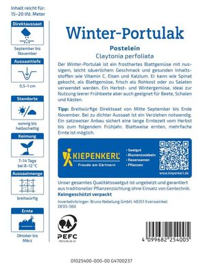 Portulak Winterportulak, frosthartes Blattgemüse - zur Ernte im Herbst und