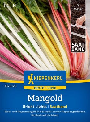 Mangold Bright Lights, Saatband, Blatt- u. Rippenmangold - für Beet und