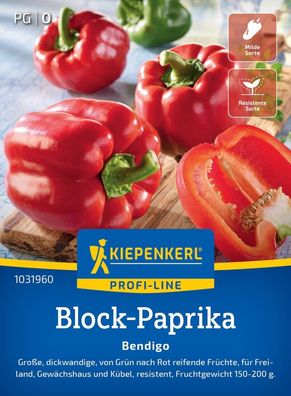 Block-Paprika Bendigo F1, resistent - dickwandig - Gewächshaus u Kübel