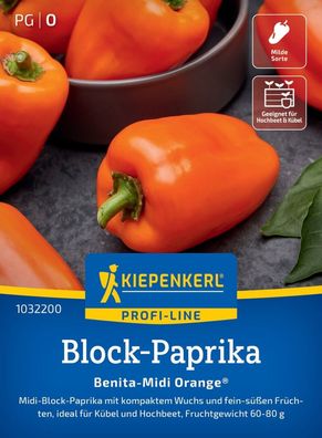 Block-Paprika Benita-Midi Orange®, F1, Midi-Block-Paprika - kompakter Wuchs