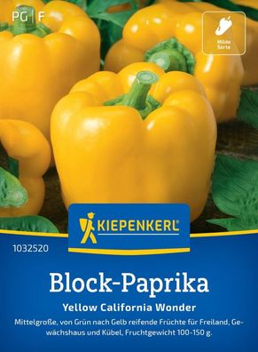 Block-Paprika Yellow California Wonder - Freiland, Gewächshaus und Kübel