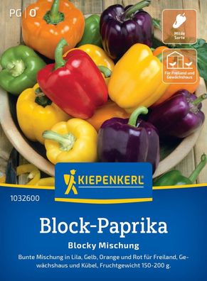 Block-Paprika Blocky Mischung, F1, Bunte Mischung - Freiland, Gewächshaus u