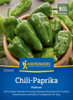 Chili-Paprika Padron, Tapas-Paprika - würzig-pikant - Freiland, Gewächshaus u