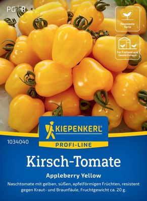 Kirsch-Tomate Appleberry Yellow, F1, Naschtomate - resistent - Fruchtgewicht