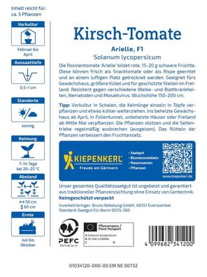 Kirsch-Tomate, Arielle, F1, süße Rosinentomate zum naschen oder trocken