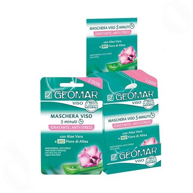 24x GEOMAR Gesichtsmasken Aloe Vera + Malve gestresste trockene Haut CounterBox