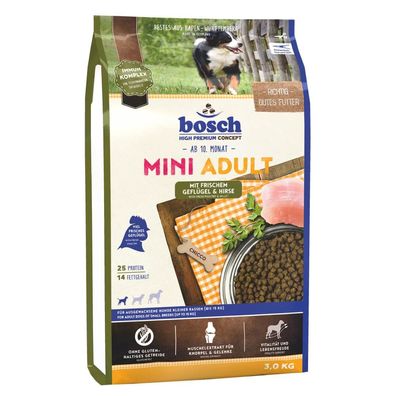 Bosch Hunde Trockenfutter Alleinfutter Mini Adult Geflügel + Hirse 3kg