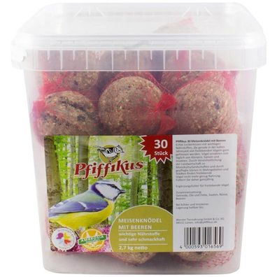 Pfiffikus Meisenknödel Vogelknödel mit Beeren, 30 Stück, mit Netz