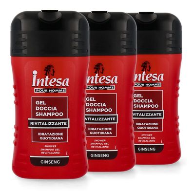 intesa pour Homme Ginseng Duschgel & Shampoo 2in1- 3x 250 ml für Männer