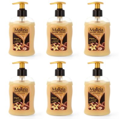 Malizia Vanille und Argan Flüssigseife Spender Handseife 6x 300 ml Spender