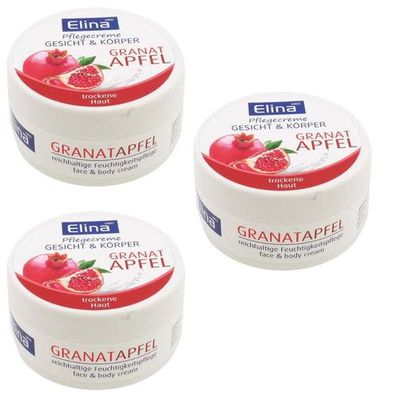 3St. x 150 ml Elina Granatapfel Hautpflegecreme