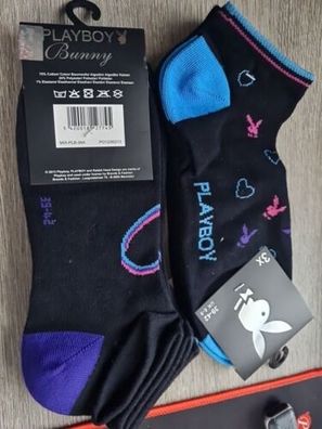 3er Set Playboy Sneakersocken in 39-42 / Schwarz, Socken