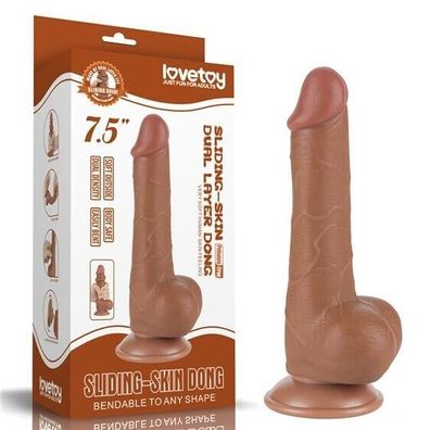 7,5 '' Dildo Gleithaut Zweischichtiger Dong Braun