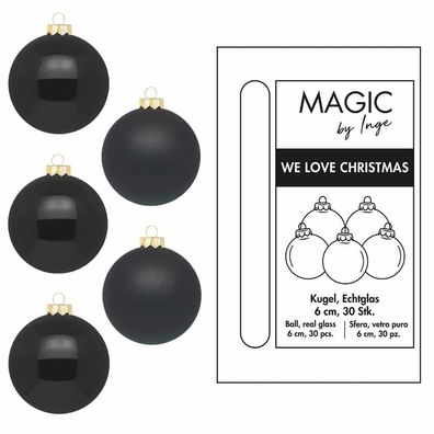 Weihnachtskugeln 30 Stk 6cm Ebony Black mit Haken