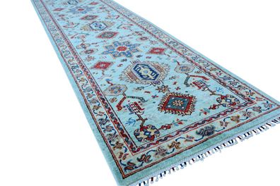 Teppich Orient Ziegler Khorjin Läufer 80x300 cm 100% Wolle Handgeknüpft blau