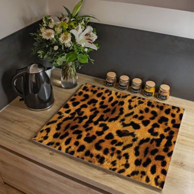 banjado® Herdabdeckung aus gehärtetem Glas einteilig Motiv Leopard