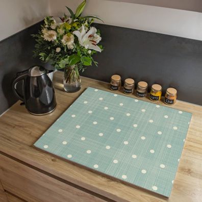 banjado® Herdabdeckung aus Glas einteilig 90x52cm Motiv Punkte Lindgrün