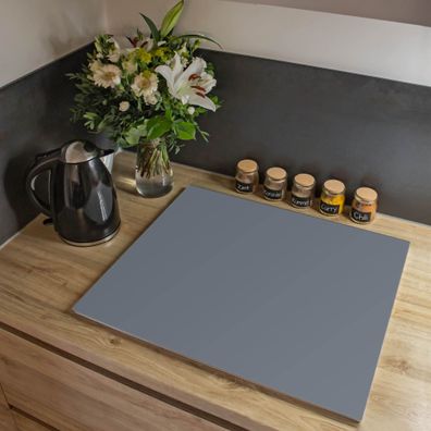 banjado® Herdabdeckung aus Glas einteilig 70x52cm Motiv Silber Metallic
