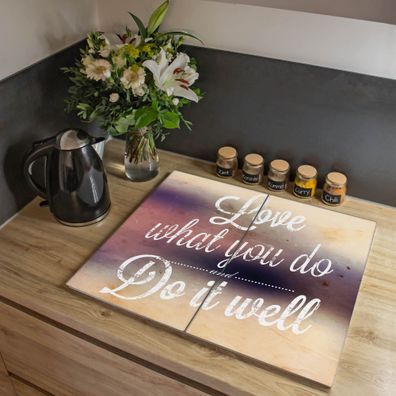 banjado® Herdabdeckung aus gehärtetem Glas zweiteilig Motiv Love What You Do