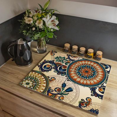 banjado® Herdabdeckung aus gehärtetem Glas zweiteilig Motiv Modernes Mandala