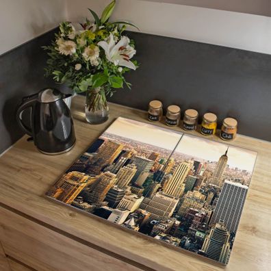 banjado® Herdabdeckung aus gehärtetem Glas zweiteilig Motiv New York City