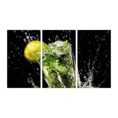 banjado® Herdabdeckung aus Glas dreiteilig je 30x52cm Motiv Brasilianischer Cocktail