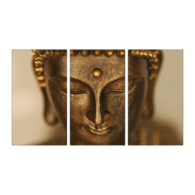 banjado® Herdabdeckung aus Glas dreiteilig je 30x52cm Motiv Buddha Gold