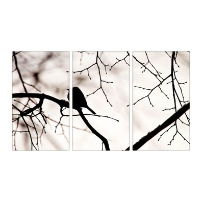 banjado® Herdabdeckung aus Glas dreiteilig je 30x52cm Motiv Früher Vogel