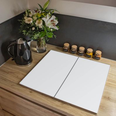 banjado® Herdabdeckung aus gehärtetem Glas zweiteilig Motiv weiß