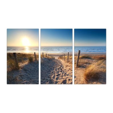 banjado® Herdabdeckung aus Glas dreiteilig je 30x52cm Motiv Nordseestrand