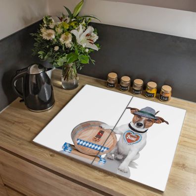 banjado® Herdabdeckung aus Glas zweiteilig je 40x52cm Motiv Bayer Jack Russel