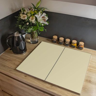 banjado® Herdabdeckung aus Glas zweiteilig je 40x52cm Motiv Beige