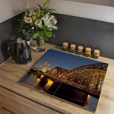 banjado® Herdabdeckung aus Glas zweiteilig je 40x52cm Motiv Köln
