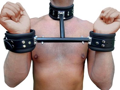 Bondage Metall Hals Hand Pranger schwarz