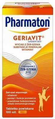 Geriavit Pharmaton Multivitamin + Mineralien Mit Ginseng Complex 100 Tabletten